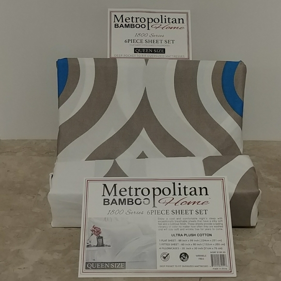 Metropolitan Bamboo Abstract Gray Queen She… - Picture 6 of 12